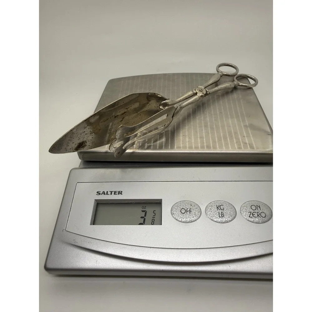Vintage Italy Silver Plated Scissors-Style Serving Tongs Salad Cake Sandwich